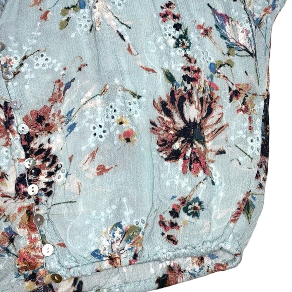 Lovestitch Buttoned Floral Eyelet Top Oversized Relaxed Boho V Neck Spring - Picture 10 of 15